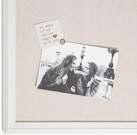 U Brands Farmhouse White Frame, 20 x 30 in, Linen Pin Bulletin Board - Image 2