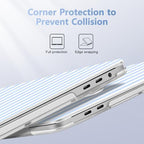 for MacBook Pro 16 inch Case 2019 2020 Release Model A2141, Plastic Hard Shell Cover with Keyboard Cover & Screen Protector for MacBook Pro 16 inch with Touch Bar, Blue & White Stripes - Image 3