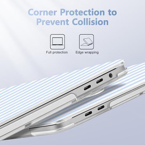 for MacBook Pro 16 inch Case 2019 2020 Release Model A2141, Plastic Hard Shell Cover with Keyboard Cover & Screen Protector for MacBook Pro 16 inch with Touch Bar, Blue & White Stripes - Image 3