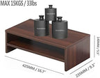 FITUEYES Wooden Monitor Stand Riser, 2-Tier Desk Storage Shelf, Brown - Image 6