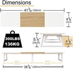 TEAMIX 42 inch Large Dual Monitor Riser, Extra Long Monitor Stand Riser Wide TV Stand Riser White Monitor Stand for 2 Monitors Wood & Steel Desktop Riser for Dual Screen Office Desk Organization - Image 5