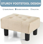 Poofzy Small Foot Stool Ottoman, Linen Ottoman Foot Rest with Legs, Rectangle Foot Rest for Couch, Footstools and Ottomans Small for Living Room and Entryway (Beige) - Image 4
