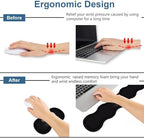 Ergonomic Keyboard Wrist Rest & Mouse Pad Wrist Rest Set, Large XXL Gaming Desk Mat 31.5"x 11.8" with Memory Foam, Easy Typing Pain Relief for Office & Home, Cute Black Cat Face - Image 3