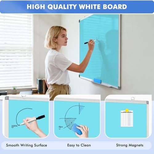Double-Sided White Board Dry Erase Magnetic Whiteboard Wall 36x24 Blue - Image 3