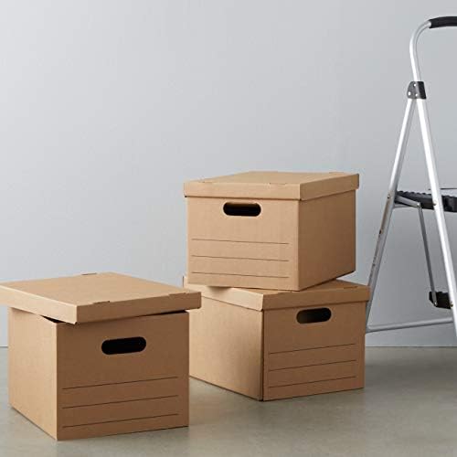 Amazon Basics Moving and Storage Boxes with Handles and Lift-Off Lids, File Storage, Collapsible, 15x10x12 in, Brown, 20-Pack - Image 7