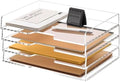Acrylic Desk Organizer, Stackable Paper Organizer Letter Tray 4-Tier Clear by SANRUI