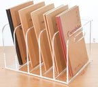 Clear Acrylic Organizers - 5 Vertical Compartments Acrylic Folder Organizer & File Organizer, Desk Document Storage Bins for Magazines, Binders - Multipurpose Home Office Desk Organizer - Image 3