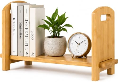 Adjustable Desktop Bookshelf - Sturdy Desk Bookshelf and Book Organizer - No Tools Required to Assemble This Desktop Bookcase, Perfect Tabletop Book Shelf for Office, Study Room by COSTABUNNY