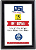 M&T Displays Opti Snap Poster Frame 8.5x11 Inch Black 1" Aluminum Profile Front Loading Wall Mounting Photo Picture Document Certificate Sign Holder Mitered Corner Anti Glare Cover (10 pack) by MTDisplays