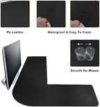 Mydours L-Shape Desk Pad, (38"+38") x13 Large PU Leather Corner Mat,Black - Image 5