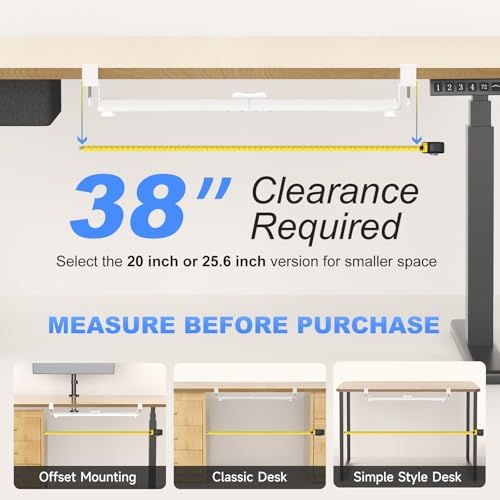 suptek Large Keyboard Tray Under Desk Pull Out with C Clamp Mount, Computer Keyboard & Mouse Tray, 34 (38 Including Clamps) x 11.8 inch Slide-Out Platform Computer Drawer for Typing, White, DSF1LW - Image 2
