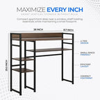 Desk Shelf Storage, 38 Inch, 4-Tier Wood Bookshelf Organizer, Computer Desk Hutch – Dark Brown, Desktop Bookshelf Organizer Shelf for Desk for Dorm Workspace and Home Office Use - Image 2