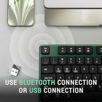 MPTOG Bluetooth Wireless Keyboard with Wrist Rest (Dark-Green Black) - Image 3