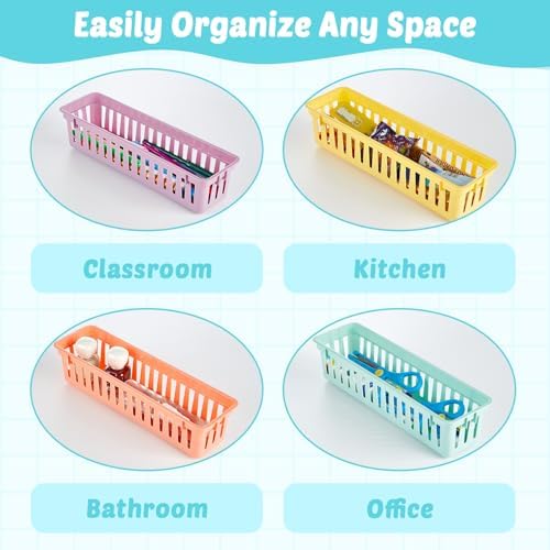 gisgfim 24 pcs Pencil Holder for Desk Kids Pen Basket Tray for Organizing Classroom Storage Pencil Caddy Cute Dispenser for Student library TeacherSchool Supplies Office Dispenser (Pastel) - Image 5