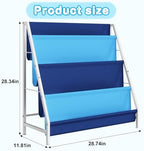 Aokitsink Kid Bookshelf for Kids Rooms, 4-Tier Blue Montessori Bookshelf,Toddler Children Bookshelf,Metal Kid's Book Storage Organizer for Boys Room Furniture Playroom Kindergarten - Image 2