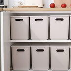 Yishyfier Plastic Storage Baskets With Lid Organizing Container Lidded Knit Storage Organizer Bins for Shelves Drawers Desktop Closet Playroom Classroom Office (4L, Light grey) - Image 3