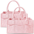 Cute Castle 2 Pack Diaper Caddy Organizer - Portable Baby Caddy Organizer with Handle, Nursery Storage Bin and Car Organizer for Girls, Boys - Baby Gift Basket - Pink, Large by Cute+Castle
