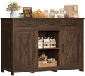 TEENFON Coffee Bar Cabinet with 3 Drawers, Farmhouse Buffet Cabinet by TEENFON