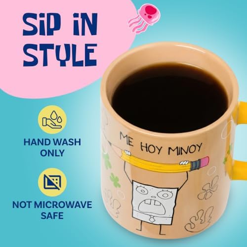 Silver Buffalo Spongebob Squarepants Doodle, 3D Sculpted Handle Mug, 20oz - Image 3