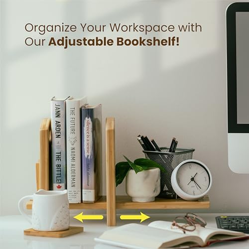 Adjustable Desktop Bookshelf - Sturdy Desk Bookshelf and Book Organizer - No Tools Required to Assemble This Desktop Bookcase, Perfect Tabletop Book Shelf for Office, Study Room - Image 3