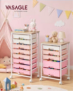 VASAGLE Rolling Cart with Drawers,5 Drawers Storage Cart, Pink - Image 2
