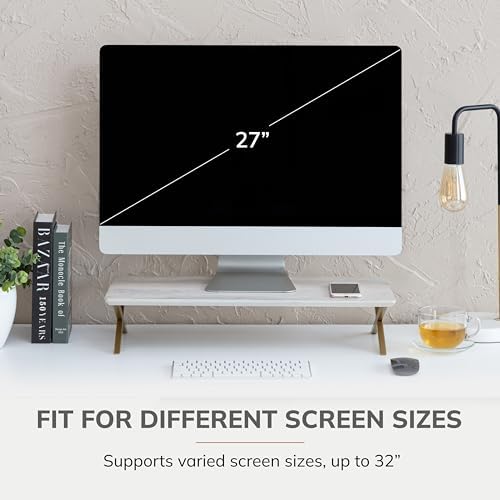 Anji Mountain Monitor Stand for Desk - Desktop Organizer & Laptop Riser, Ergonomic Monitor Riser, Space-Saving, Durable, Easy Assembly & Ideal for Home & Office,White Wash, 24-Inch, Classic - Image 2