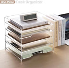 SANRUI Acrylic Paper Organizer Letter Tray, 5 Tier Enlarged File Holder - Image 5