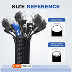1-1/2" Cable Management Loom Wrap Sleeve Cord Wire Hider Organizer Covers - Image 2