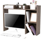 Briwooody Dorm Desk Bookshelf Desk Hutch Organizer with 5 Shelves and 3 Tier Desktop Hutch Storage Organizer for College Dorm Home Office Supply, 32.5 x 23.5 x 8 Inch(Grey) by Briwooody