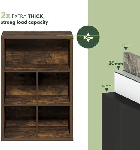 Furinno Cubicle Book Shelf, 5-Cube Bookshelf, Extra Thick Frame Cube Storage Organizer Bookcase with Closed Back, 15.3 x 29.9 x 43.3, for Living Room, Bedroom, Home Office, Amber Pine - Image 7