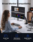 HUANUO FlowLift™ Single Monitor Mount, 13 to 32 Inch Monitor Arm, Adjustable Monitor Stand, Vesa Mount with Clamp and Grommet Base - Fits 4.4 to 19.8lbs LCD Computer Monitors - Image 4