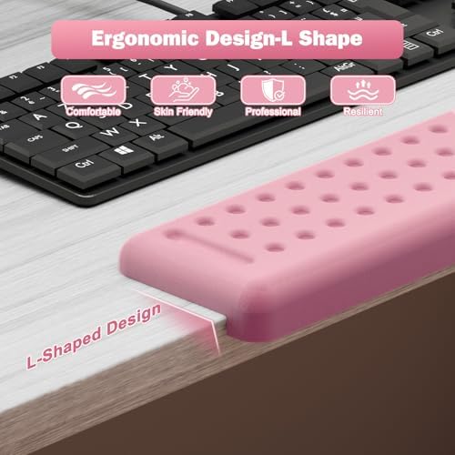 Leolee L-Shaped Desk Long Wrist Rest Elbow 60CM, Light Pink Arm Rest Desk - Image 2
