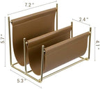MyGift 2 Slot Modern Mail Holder, Deluxe Brass Tone Metal and Toffee Brown Leatherette Sling Entryway or Desktop Tabletop Letter Sorter - Image 5