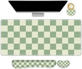 Large Gaming Mouse Pad Set, 4 in1 Ergonomics Keyboard Desk Mat with Memory Foam Wrist Rest, Extended Game Mousepad, Non-Slip Desk Pad Matt Easy Typing Pain Relief I Green Checkered by NXZGO