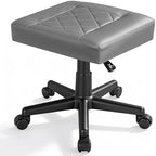 VECELO Under Desk Footrest, PU Ergonomic Foot Rest with Wheels, Comfort Padding, Height Adjustable for Relieving Leg Pain, Stiffness, and etc, Gray by VECELO