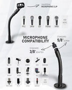 30-INCH Modular Microphone Stand Kit - Heavy-Duty Flexible Gooseneck Desktop Mic Stands Flange Mount Base and Extension Tube - Image 5