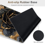 Desk Mat Pad, Gaming Mouse Pad Wrist Support Set, 4 in1 Non-Slip XXL Large Mousepad + Ergonomic Keyboard Wrist Rest+Mouse Wrist Rest+Coaster for Home Office PC Computer I Black Gold Floral - Image 6