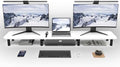 Dual Monitor Stand Riser 43.7 inch Large Extra Long Monitor Stand Riser Wide TV Stand Riser Monitor Stand for 2 Monitors Wood & Steel Leg Desktop Riser Desk Organization Home Office (White) by WEGASTU
