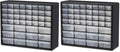 Akro-Mils 44-Drawer Plastic Drawer Storage Cabinet for Garage Organization, Bead Organizer, Building Bricks Storage, Teacher Toolbox, Makeup Organizer, 20" W x 6" D x 16" H, 10144 Black (Pack of 2) by Akro-Mils