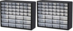 Akro-Mils 44-Drawer Plastic Drawer Storage Cabinet for Garage Organization, Bead Organizer, Building Bricks Storage, Teacher Toolbox, Makeup Organizer, 20" W x 6" D x 16" H, 10144 Black (Pack of 2) by Akro-Mils