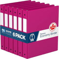 Premium Economy 3-Ring Binder, Spine Label, 1" Round Rings, Pink, 6 Pack by DAVISGROUP