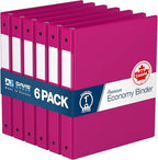 Premium Economy 3-Ring Binder, Spine Label, 1" Round Rings, Pink, 6 Pack by DAVISGROUP