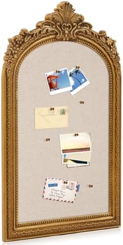 Wonderjune Linen Display Pinboard, Arch, 20'' X 30'', French Gold by Wonderjune