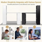 Tangkula White Computer Desk with Bookshelf, Writing Study Desk with Storage Shelves & CPU Stand, Modern Compact Computer Workstation for Home & Office, Space-Saving Design - Image 3