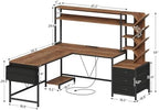 63" L Shaped Desk with Bookshelf, Drawers and Hutch for Home Office - Image 2