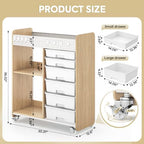 Rolling Craft Cart with 6 Drawers, Pegboard and Locking Wheels Natural - Image 3