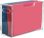 DINGHUO Legal Size File Organizer, Acrylic Protable Hanging File Organizer with Handles, Clear Storage File Folder Holder Filing Box Crate for Desk, School, Office Supplies - 1 Pack by DINGHUO