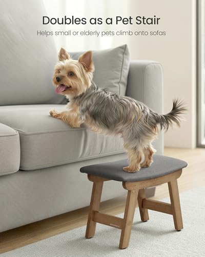 SONGMICS Foot Stool Ottoman, Padded Foot Rest Under Desk, Solid Wood Frame - Image 7
