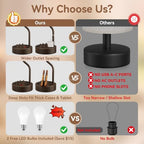 Fenmzee Bedside Lamps for Bedroom Set of 2-18" Brown Table Lamp for Desk - Image 4