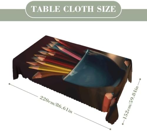 Colored Pencils in Cup Rectangle Tablecloth with Lace Edge - Image 2